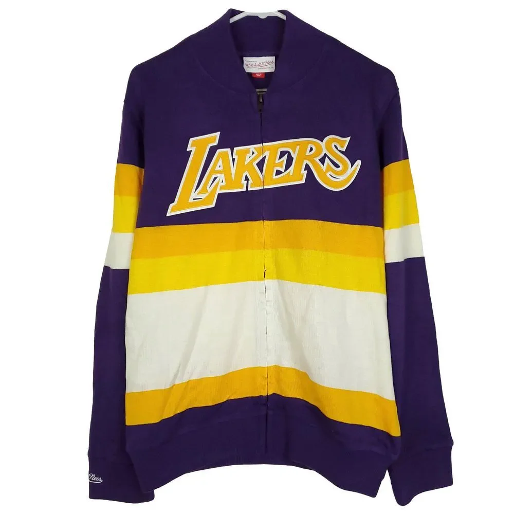 LA Lakers Mitchell & Ness NBA XS XSmall Knit‎ Sweater Purple Gold White New